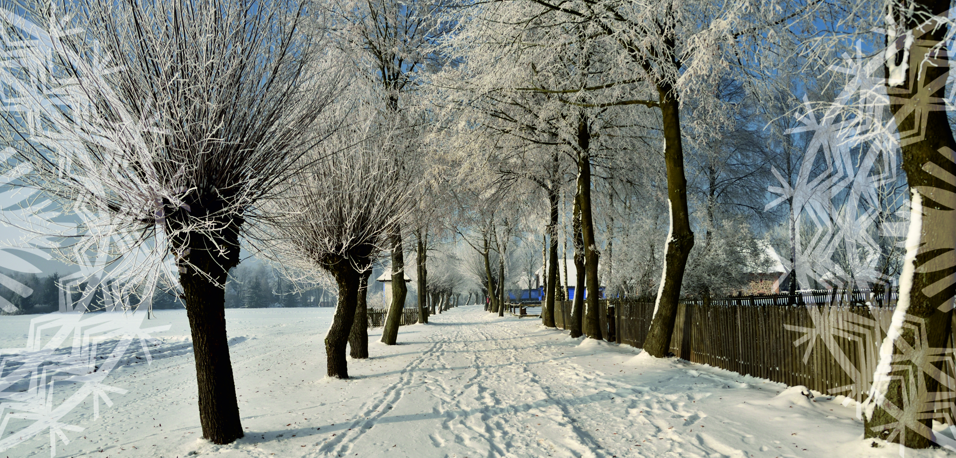widok zimowy w skansenie w Sierpcu